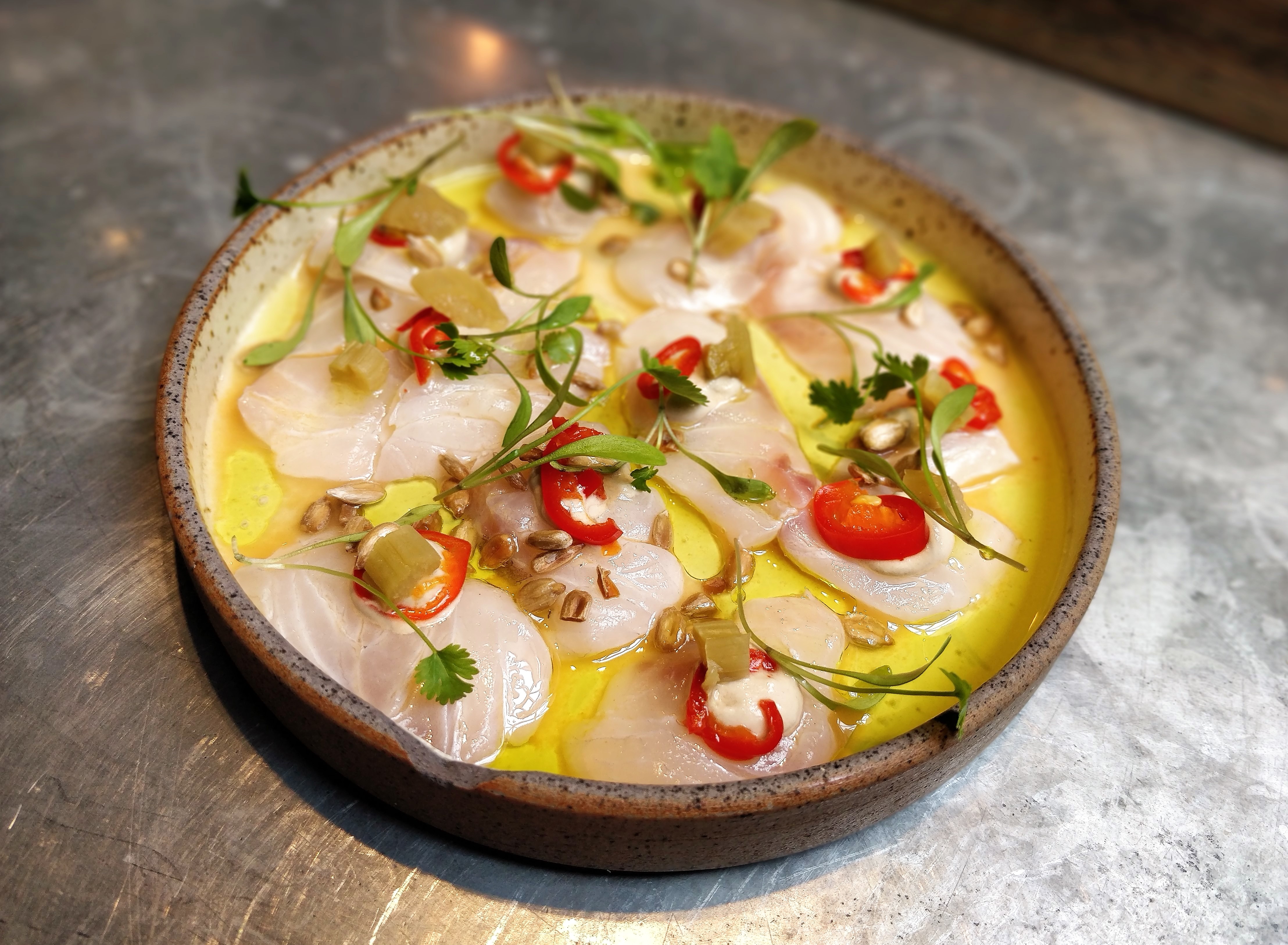 Sea bass ceviche at 64 Degrees in Brighton SavlaFaire